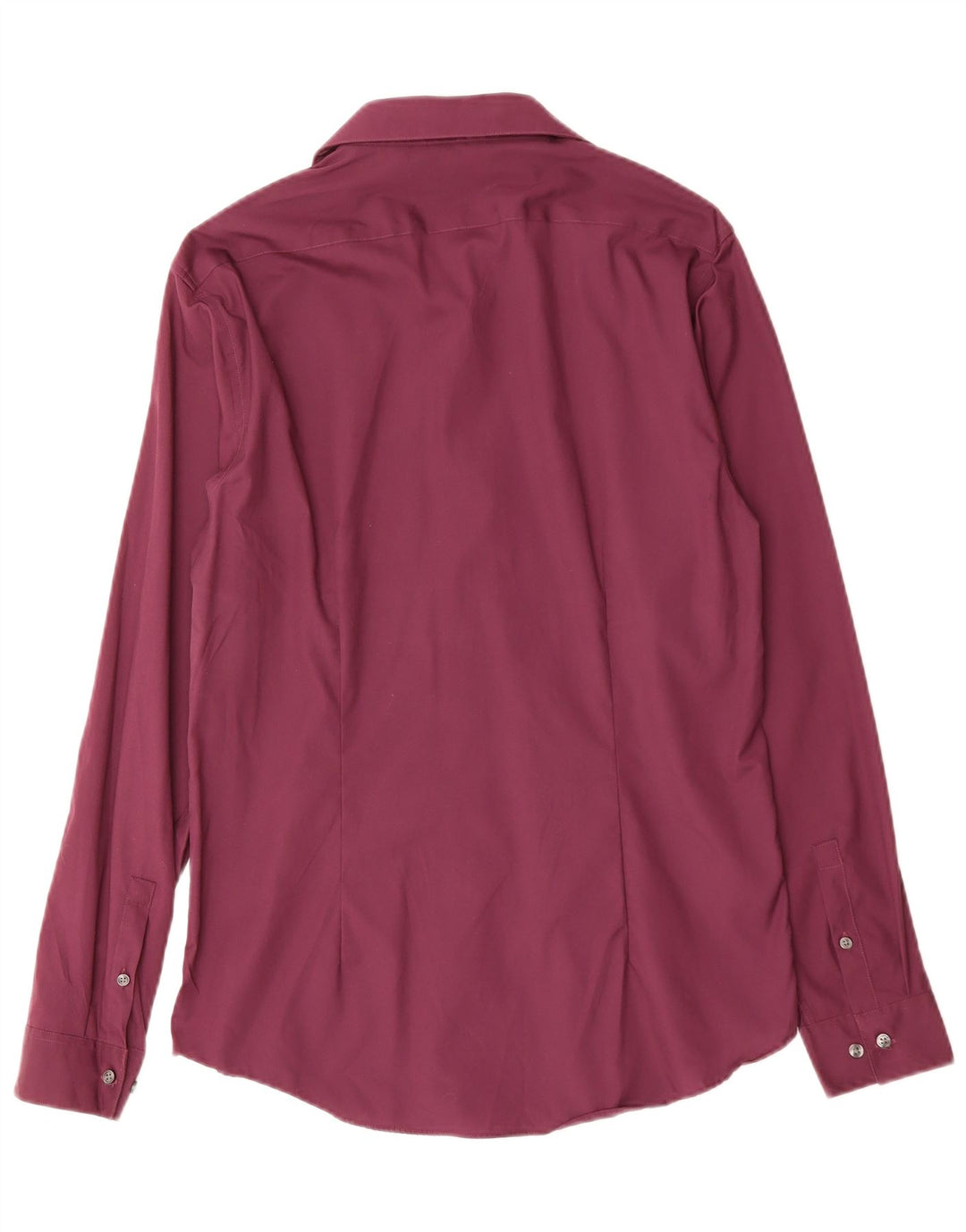 CALVIN KLEIN Tailliertes Herrenhemd Größe 39 15 1/2 Mittlere burgunderrote Baumwolle