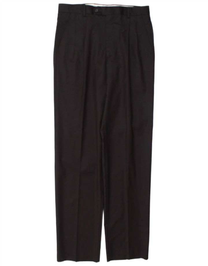 Vintage Herren-Anzughose mit Klammern, Größe 48, mittelgroß, W32, L34, schwarze Wolle