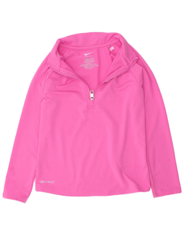 Nike Dri Fit Pullover-Trainingsoberteil für Mädchen mit Reißverschluss, 5–6 Jahre, mittelrosa