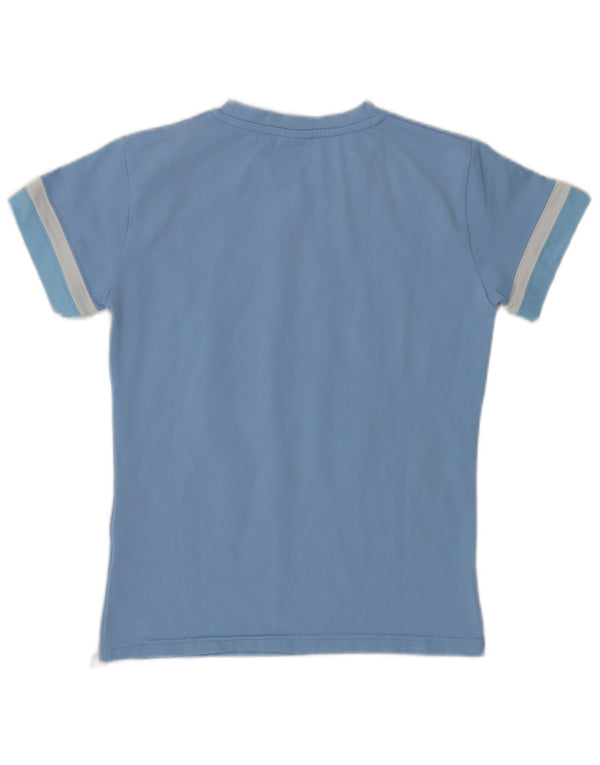 Nike Damen T-Shirt Top UK 14/16 Large Blau Colourblock