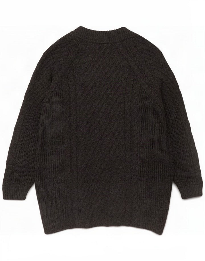 Zara Herren Longline Open Cardigan Pullover Mittelgraues Acryl