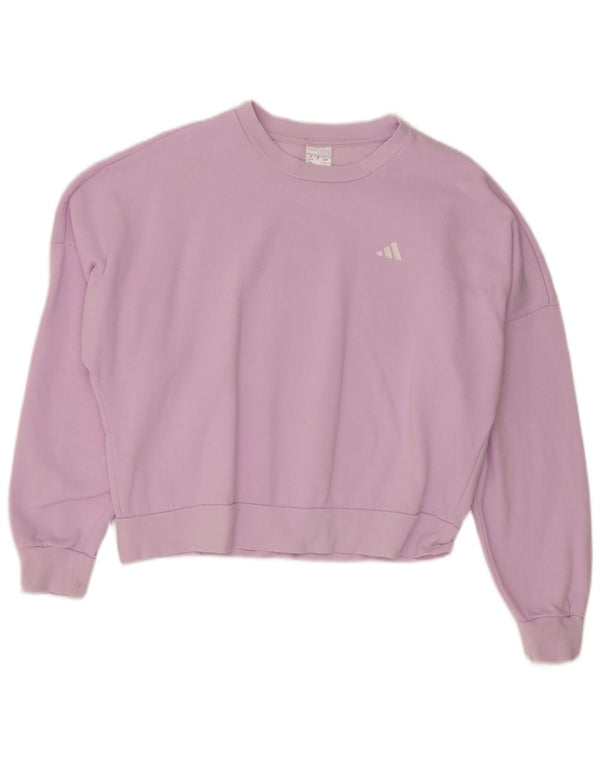 Adidas Damen Crop Oversized Sweatshirt Pullover UK 8/10 Small Lila Baumwolle