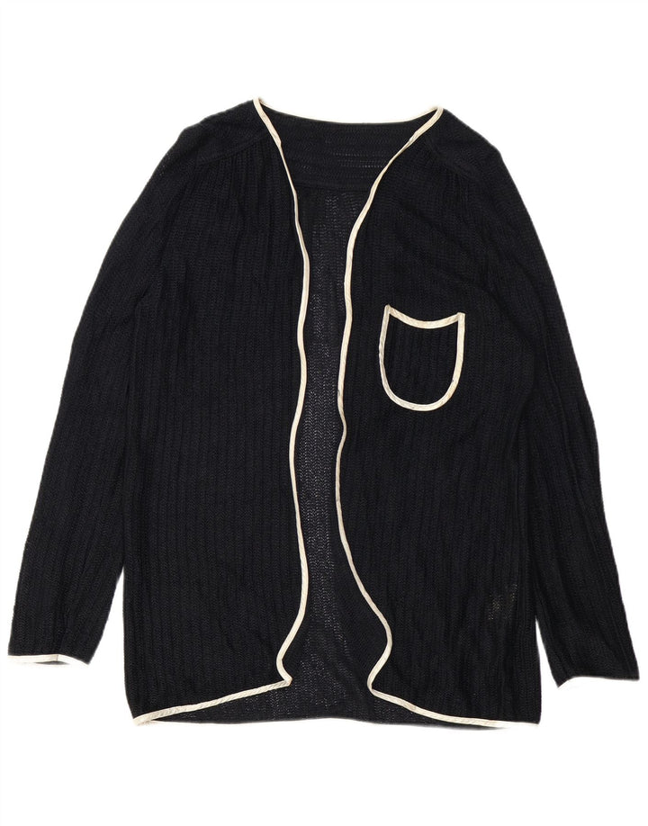 Vintage Damen Offener Cardigan Pullover EU 40 Mittelschwarze Viskose