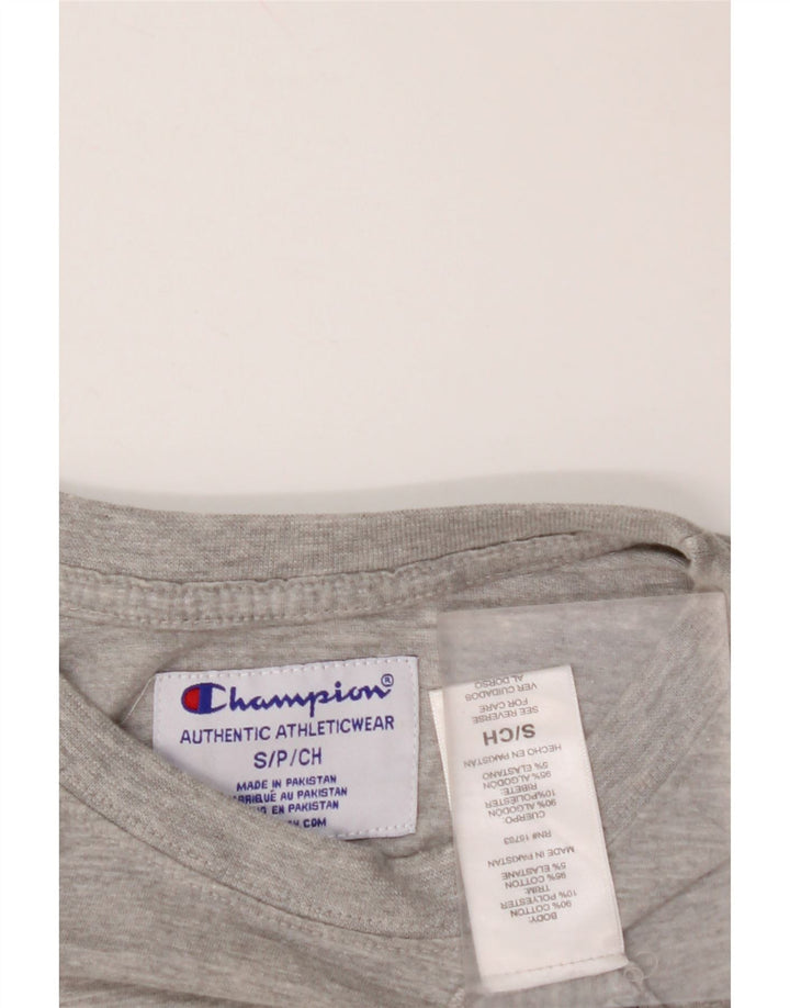 CHAMPION Damen Crop Graphic T-Shirt Top UK 10 Small Grau Baumwolle