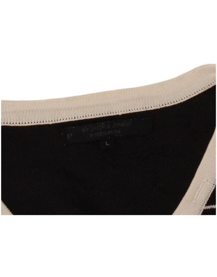 JACK & JONES Herren-Pullover mit V-Ausschnitt, groß, schwarz gestreift