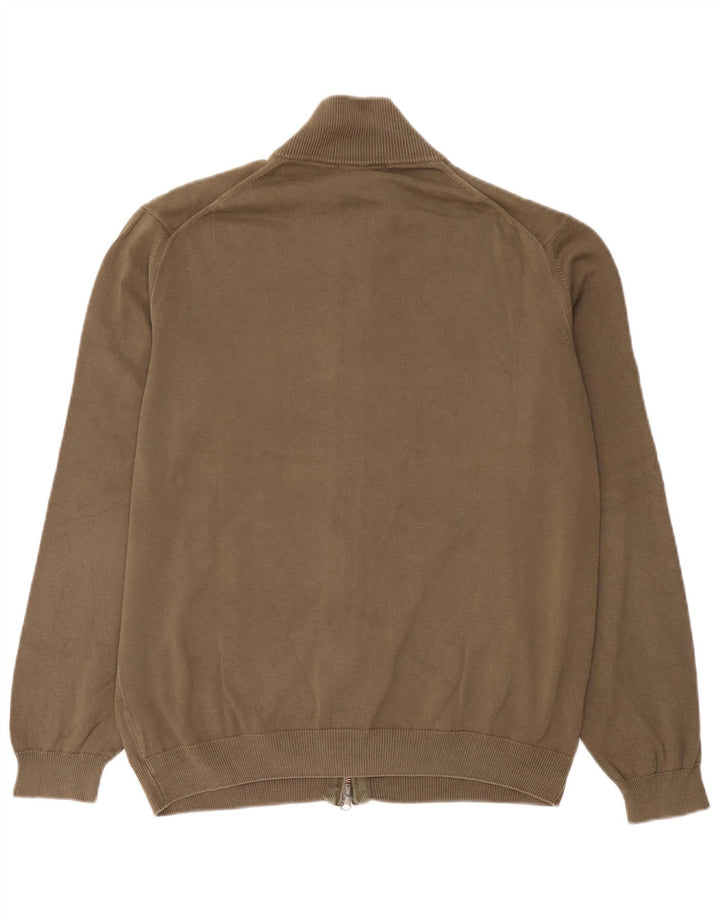 Massimo Dutti Herren-Strickjacke, groß, Khaki, Baumwolle