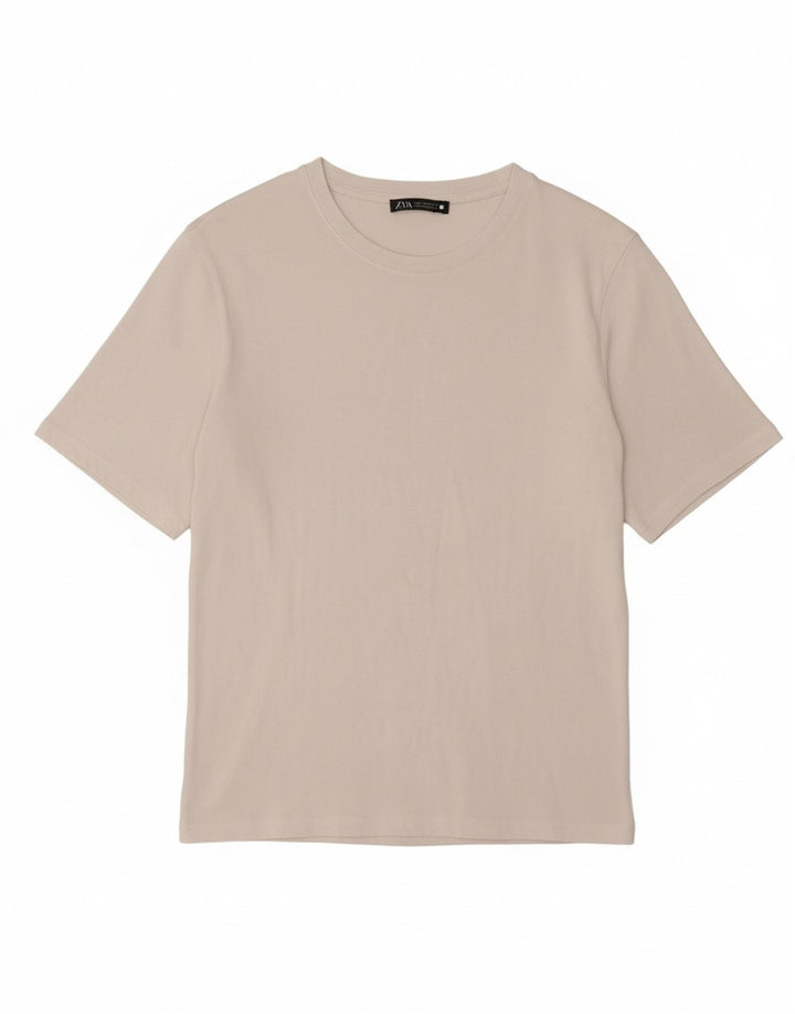 ZARA Womens Crop T-Shirt Top UK 12 Medium White Cotton