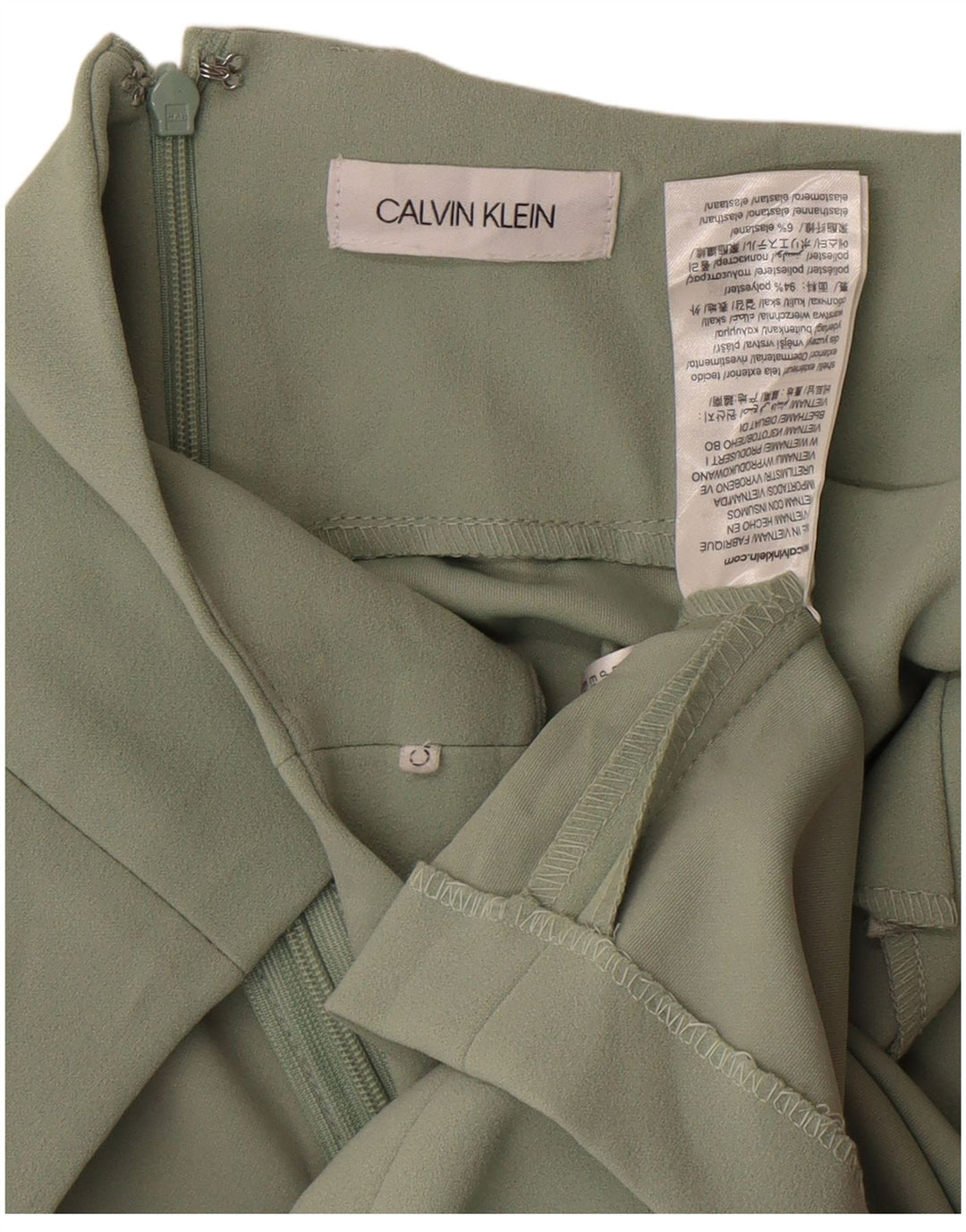 Calvin Klein Damen Ärmelloses, figurbetontes Kleid UK 12 Mittelgrünes Polyester