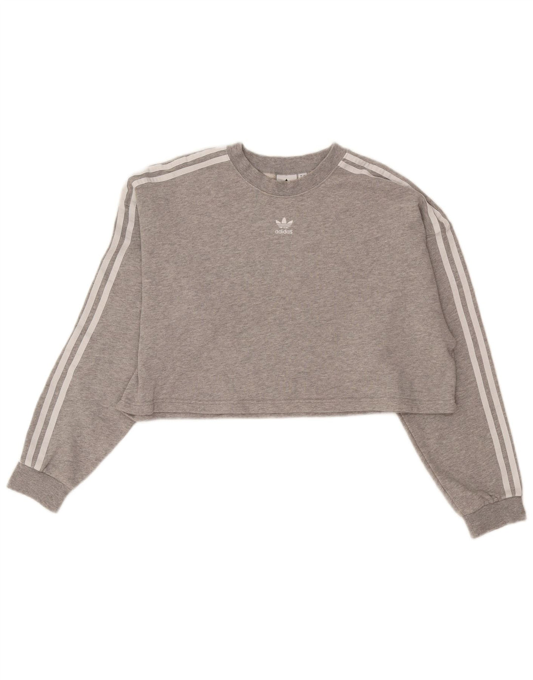Adidas Damen Crop Oversized Sweatshirt Pullover UK 8 Small Graue Baumwolle