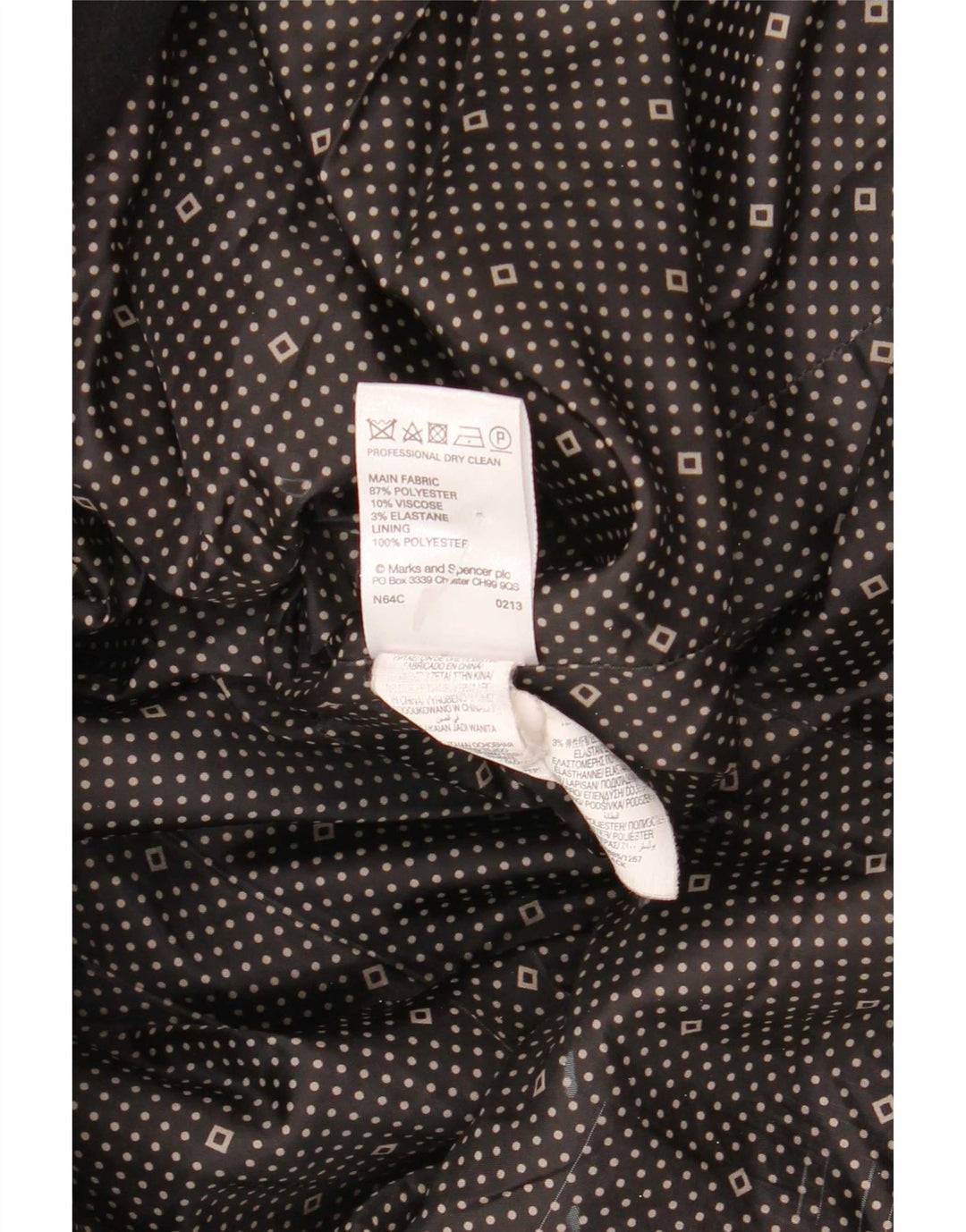 Marks & Spencer Zweireihiger Damenmantel UK 12 Mittelschwarzes Polyester