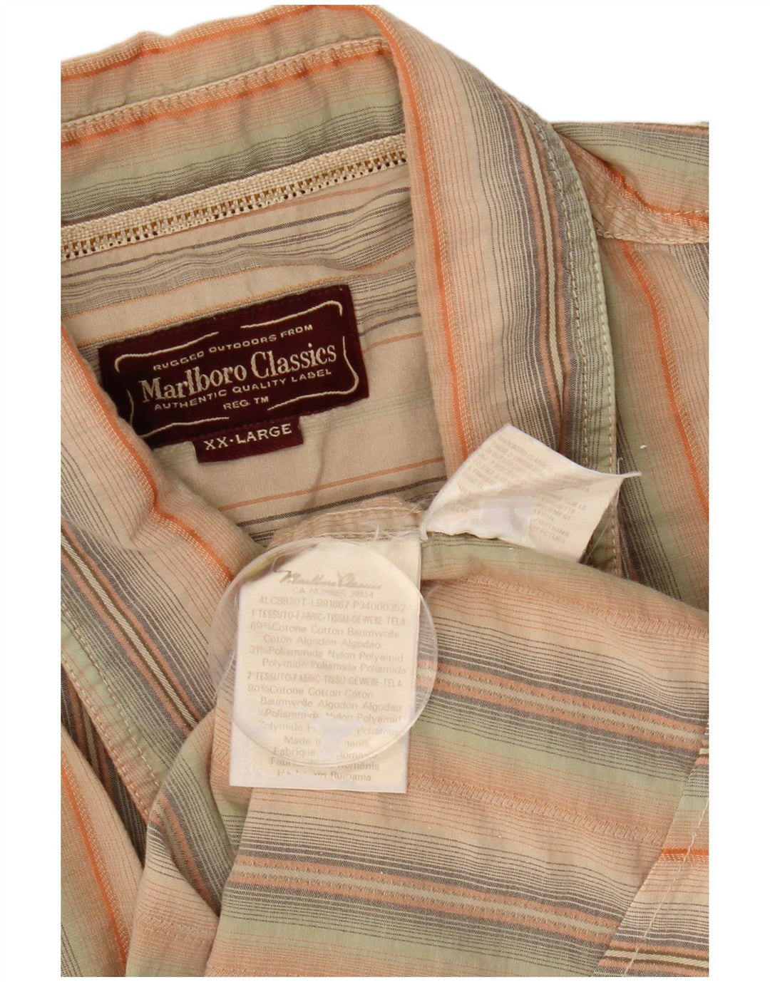 MARLBORO CLASSICS Herren Kurzarmhemd 2XL Mehrfarbig gestreift aus Baumwolle