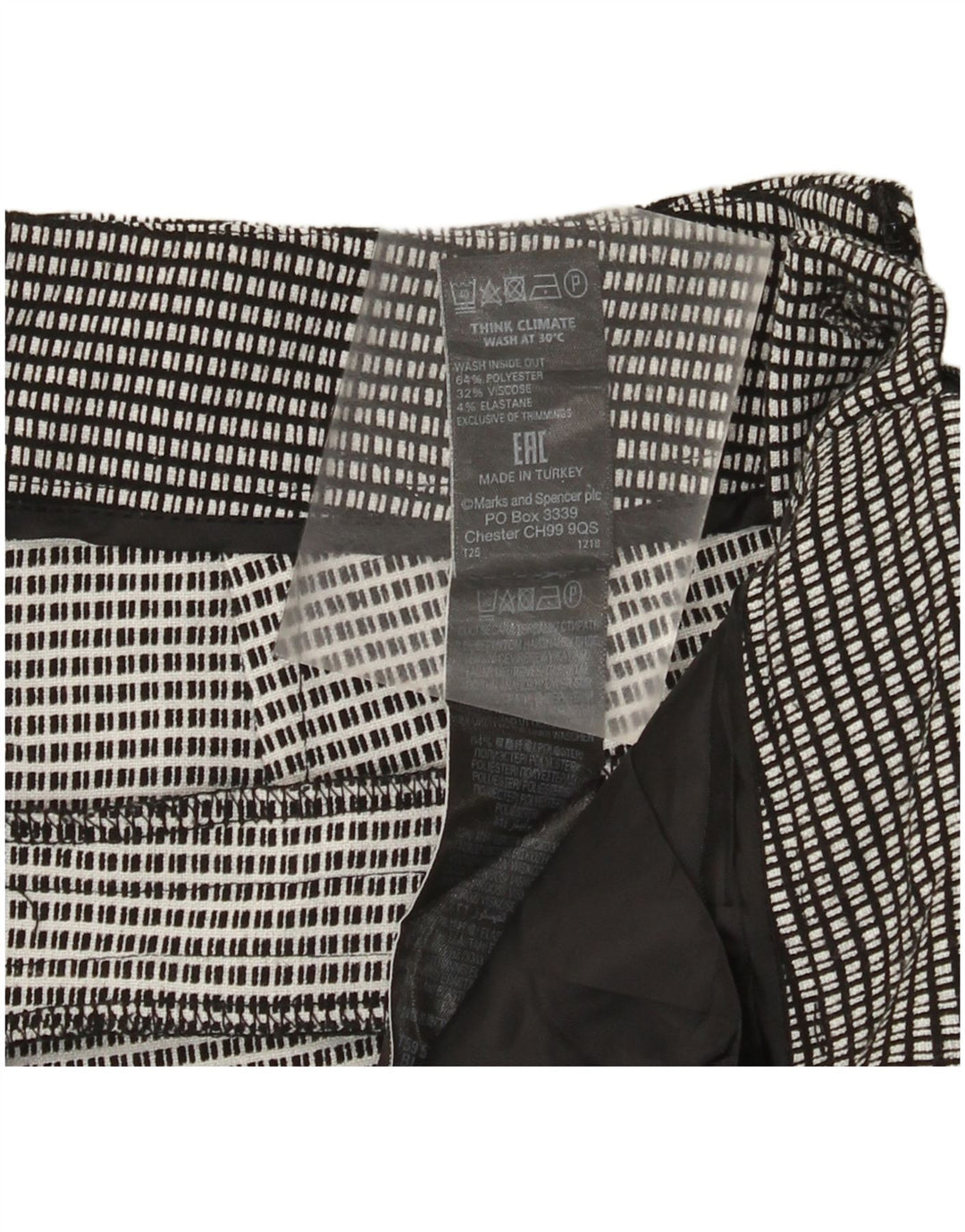 Marks & Spencer Damen Chinohose UK 12 M W32 L29 Schwarz kariert