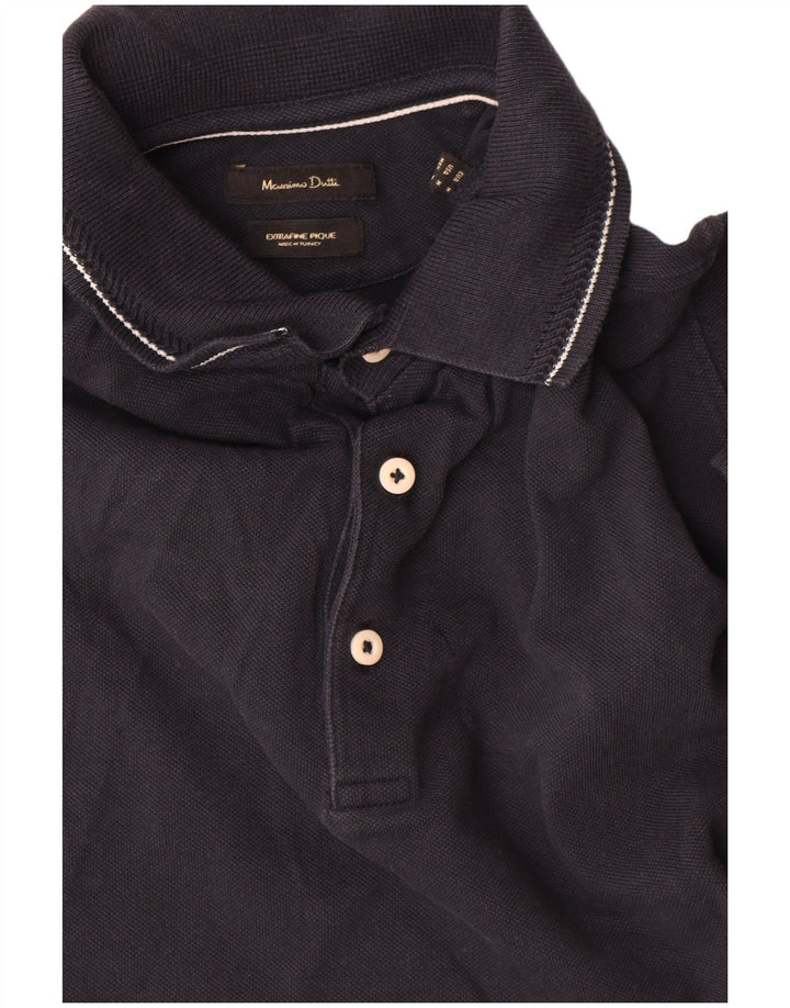 Massimo Dutti Herren-Poloshirt, mittelmarineblaue Baumwolle