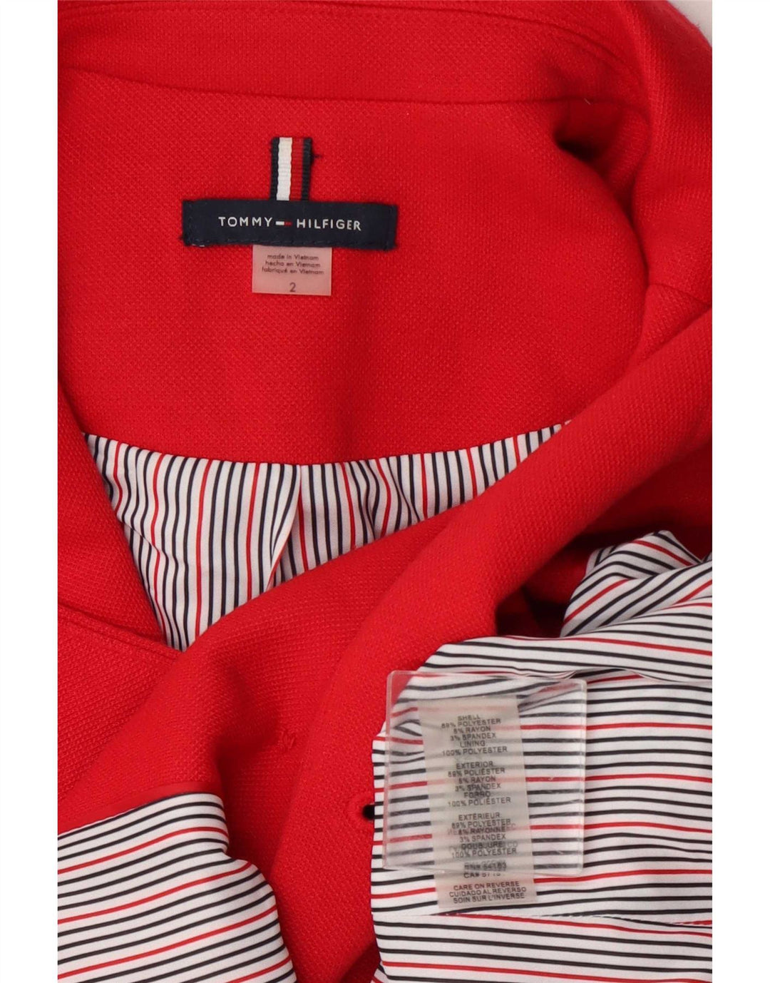 Tommy Hilfiger Damen-Zweireiher-Blazerjacke, US 2 XS, rotes Polyester