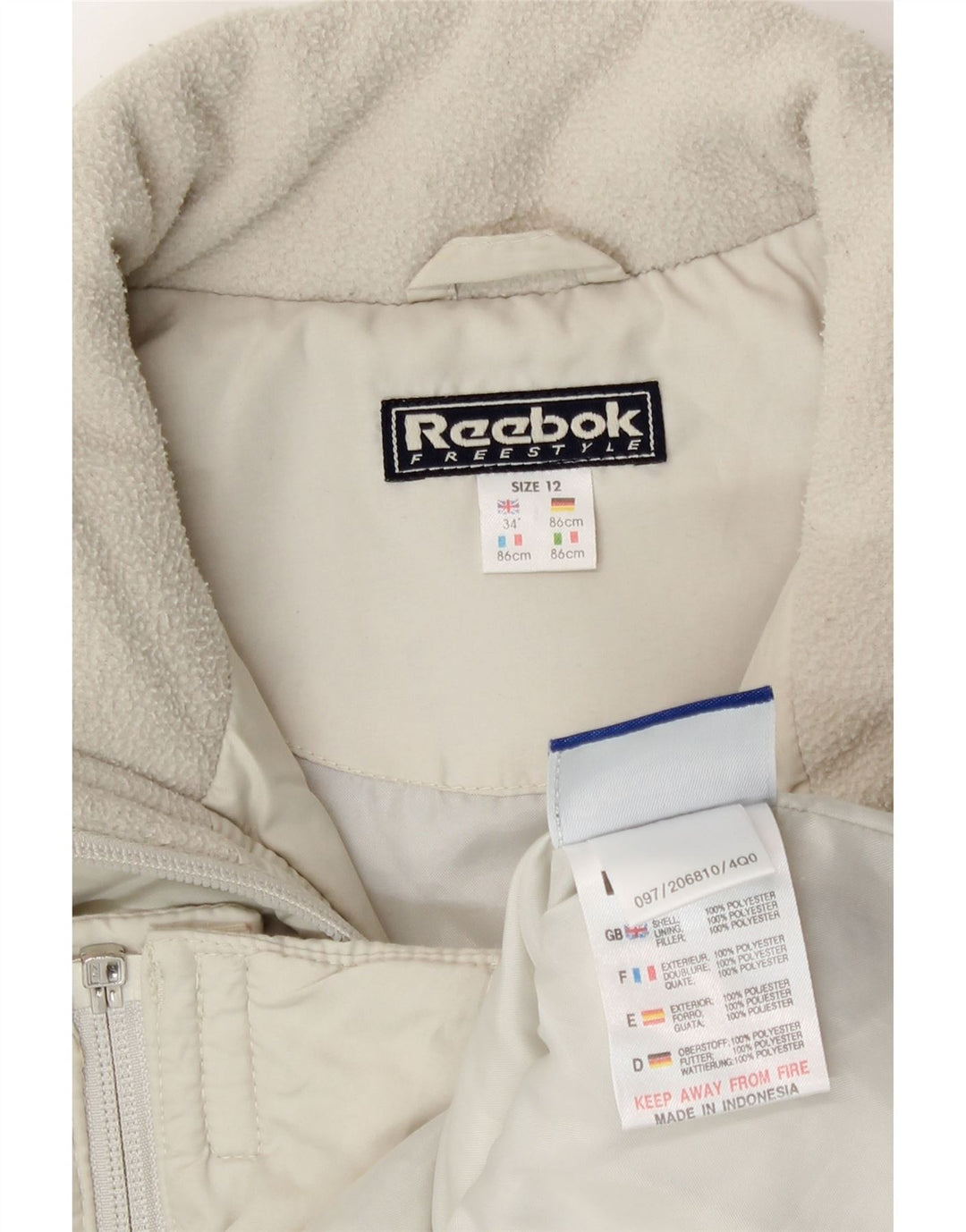 Reebok Damen Wattierte Weste UK 12 Medium Off White Polyester