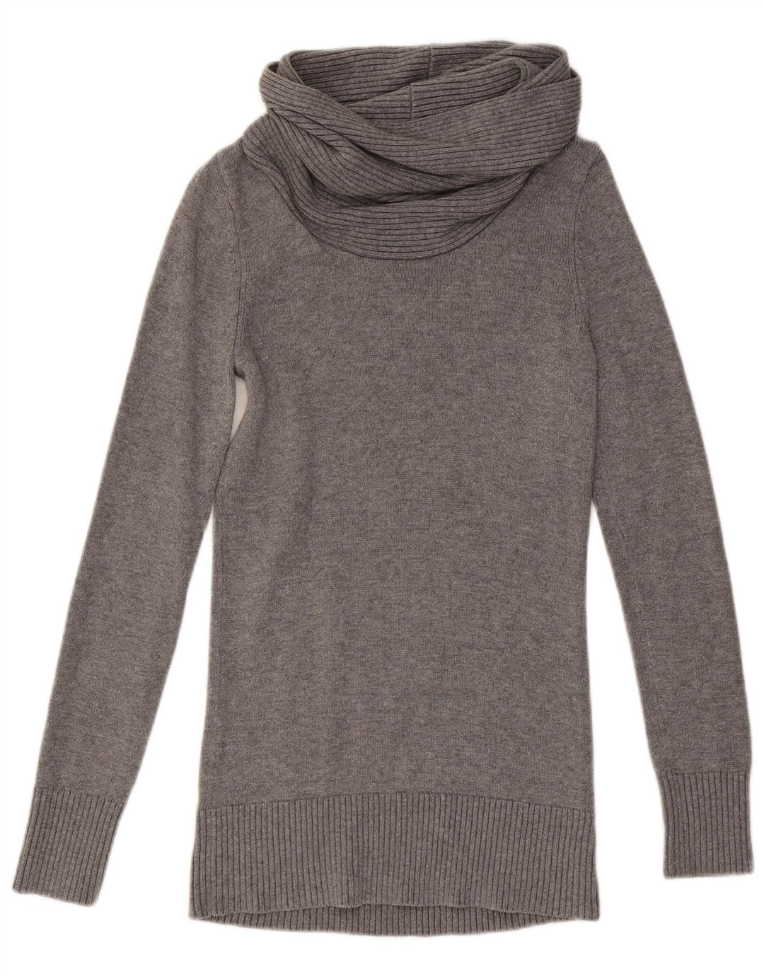 TOMMY HILFIGER Womens Roll Neck Jumper Sweater UK 8 Small Grey Wool