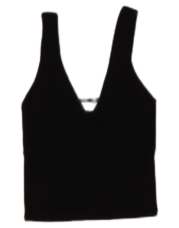 Zara Damen Crop Ärmelloses Blusenoberteil UK 10 Small Schwarz