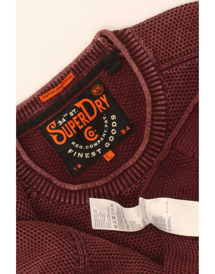 Superdry Herren-Pullover mit Rundhalsausschnitt, Größe L, Kastanienbraun, Baumwolle