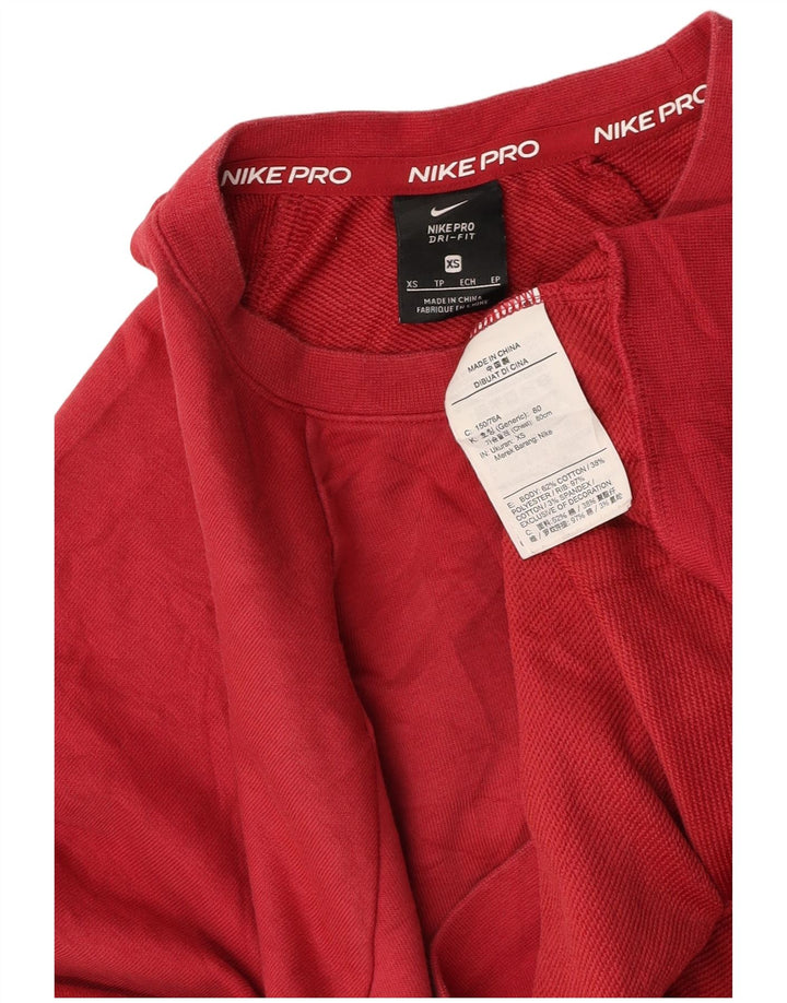 NIKE Womens Oversized Graphic Crop Sweatshirt Pullover UK 6 XS Burgund