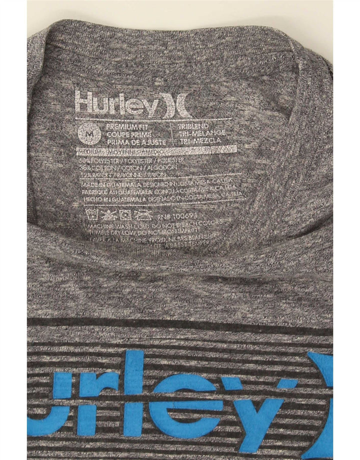 Hurley Premium Fit Grafik-T-Shirt-Oberteil für Herren aus mittelgrau meliertem Polyester