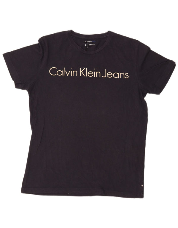 Calvin Klein Jeans Mens Graphic T-Shirt Top Large Navy Blue
