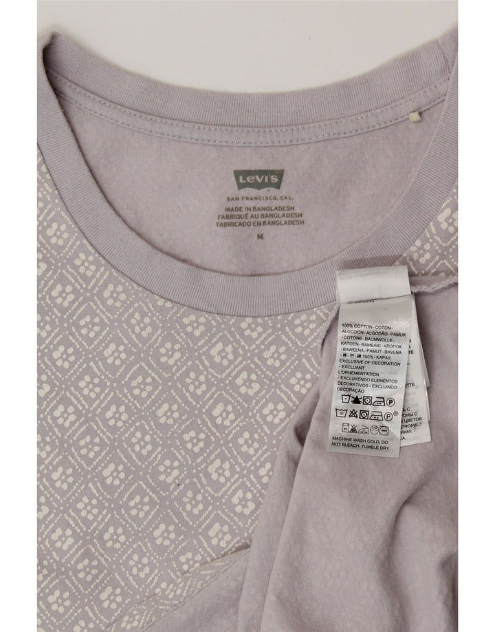Levi's Womens Graphic T-Shirt Top UK 14 Mittellila geometrische Baumwolle