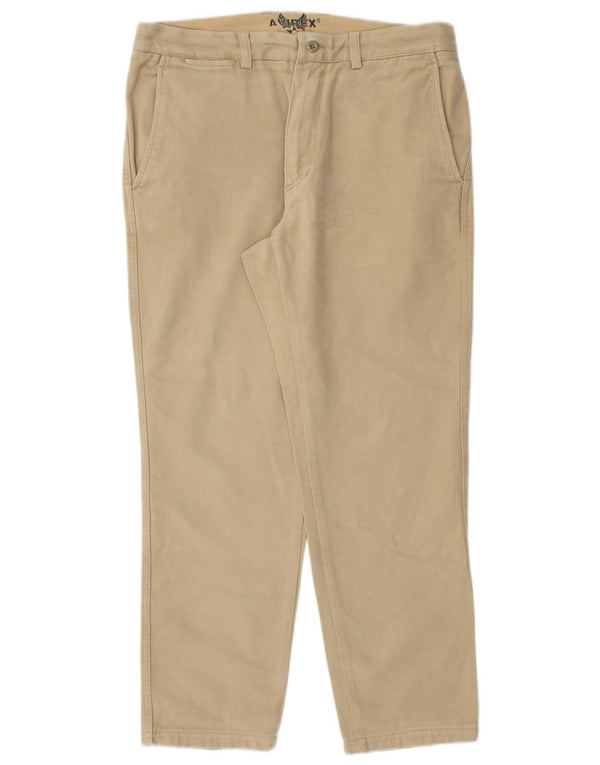 Avirex Mens Straight Chino Trousers W33 L27 Beige Cotton