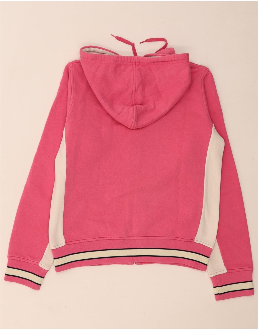 KAPPA Damen-Kapuzenpullover mit Reißverschluss, UK 14, Größe L, Pink, Colourblock-Baumwolle