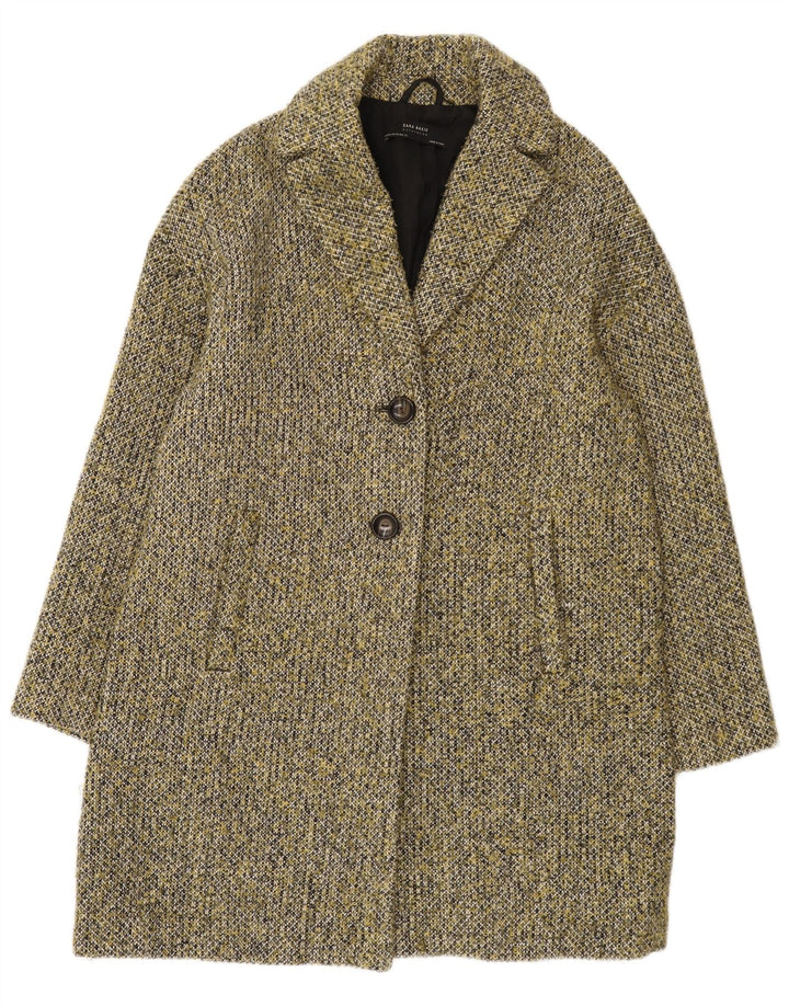 Zara Damen Übergroßer Mantel UK 6 XS Khaki geflecktes Polyester