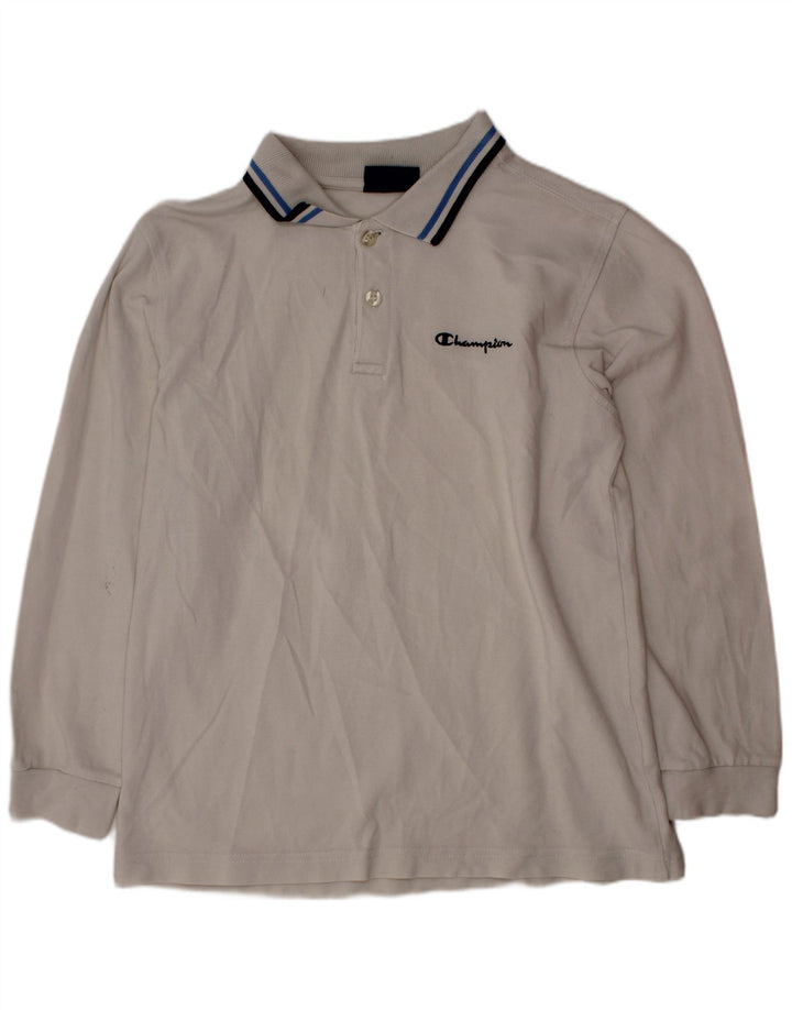 CHAMPION Langarm-Poloshirt für Jungen, 9–10 Jahre, Mittelweiß