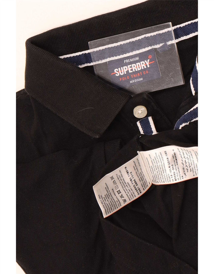 Superdry Herren-Poloshirt aus mittelschwarzer Baumwolle