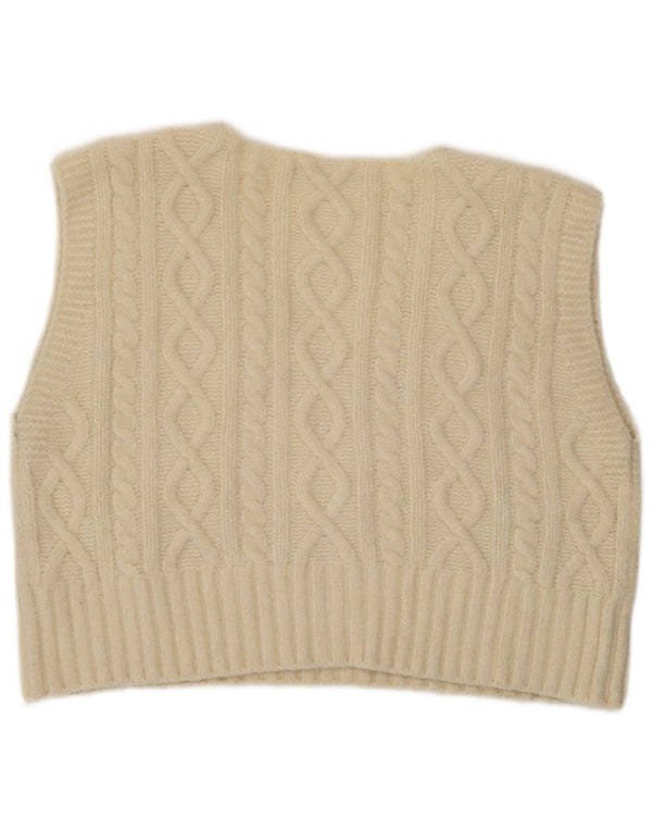 Zara Damen Weste Tank Top UK 14 Medium Off White Acryl