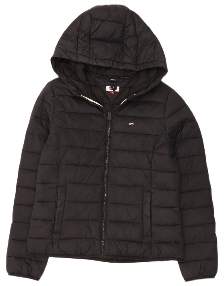 Tommy Hilfiger Wattierte Damenjacke mit Kapuze, UK 14, Mittelschwarz, Polyamid