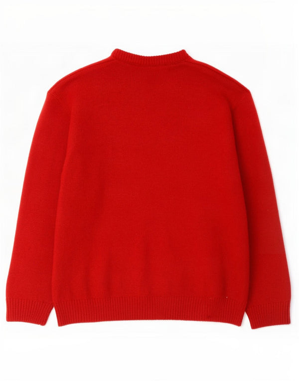 Hugo Boss Mens Crew Neck Jumper Sweater EU 52 Large Red Wool