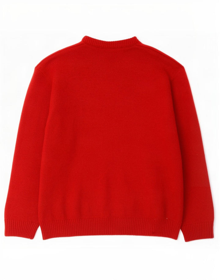 Hugo Boss Herren-Pullover mit Rundhalsausschnitt, EU 52, große rote Wolle