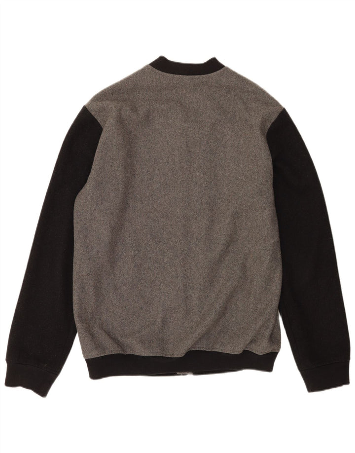 Gianni Lupo Herren Bomberjacke UK 40 Große graue Colourblock-Wolle