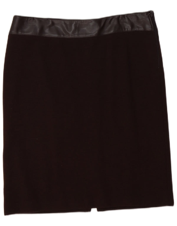 Luisa Spagnoli Damen gerader Rock IT 48 XL W36 Braune Schurwolle