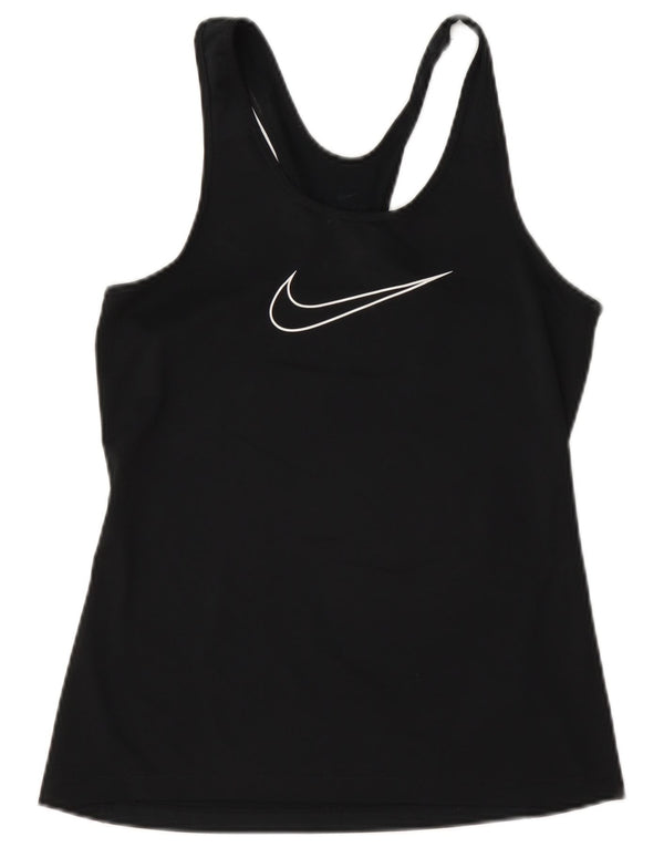Nike Damen Dri Fit Graphic Weste Top UK 10 Small Schwarz Polyester