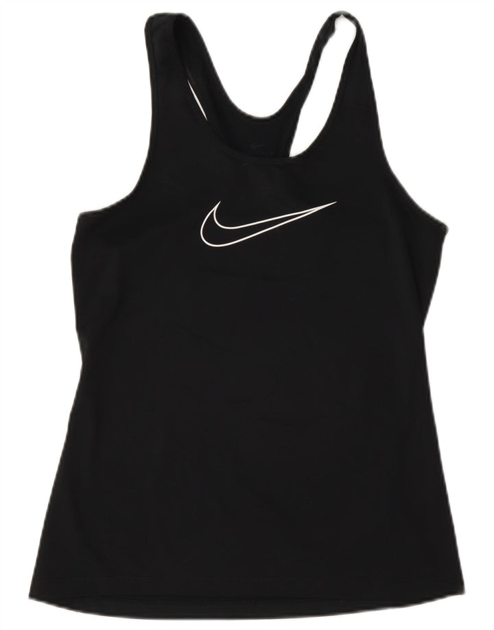 Nike Damen Dri Fit Graphic Weste Top UK 10 Small Schwarz Polyester