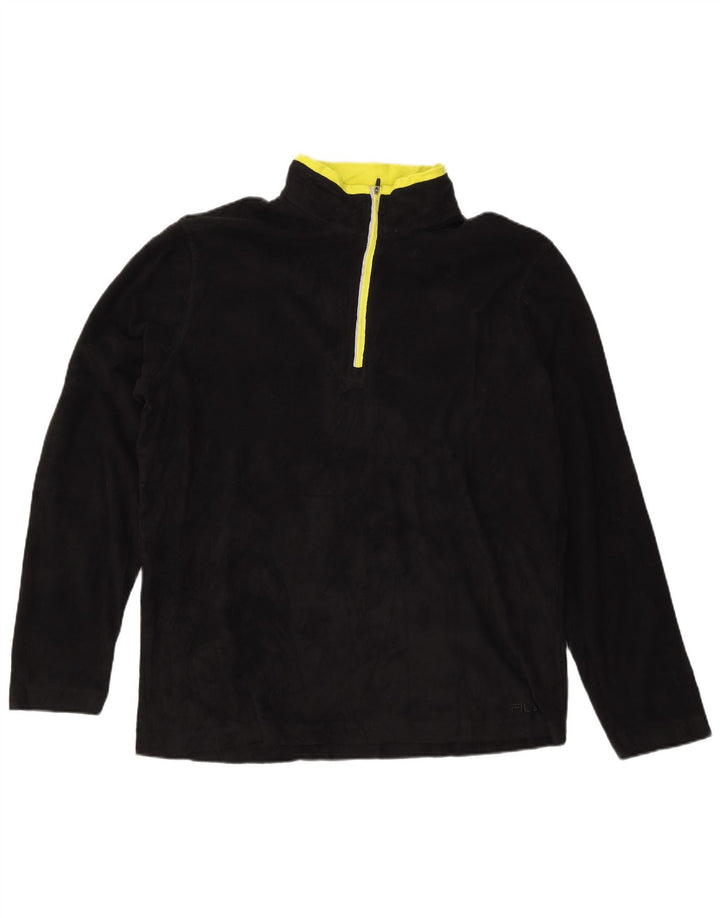 FILA Herren-Fleecepullover mit Reißverschluss, XL, Schwarz, Polyester