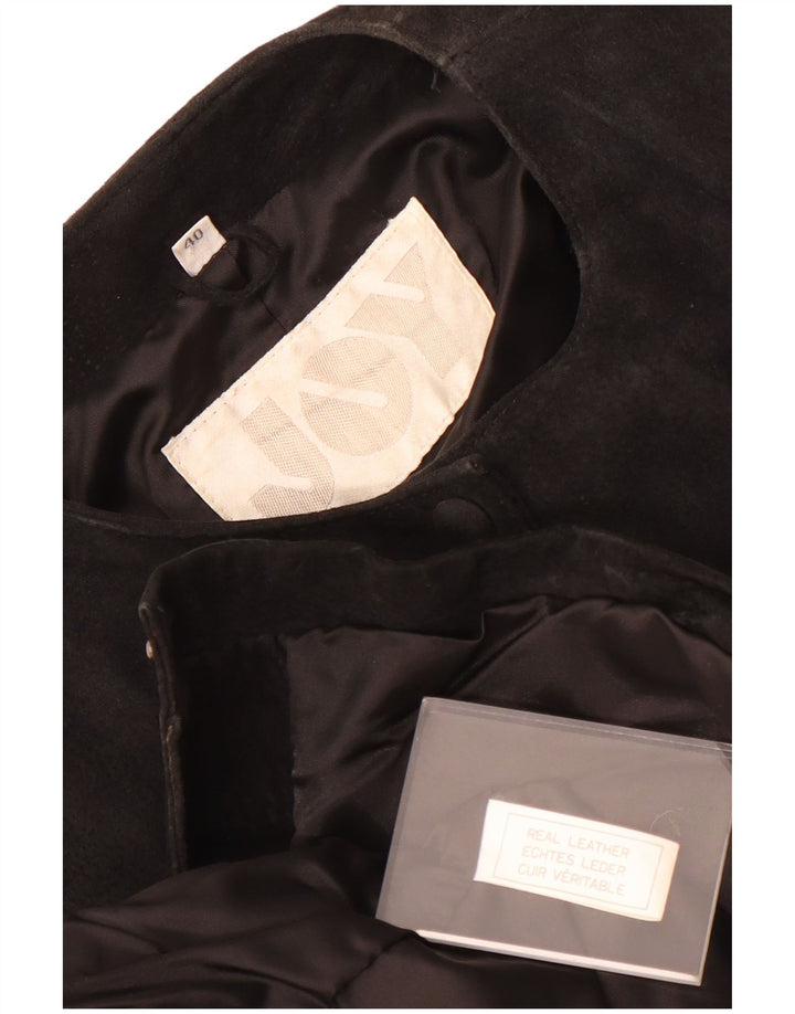 Joy Womens Crop Wildlederjacke EU 40 Mittelschwarzes Leder