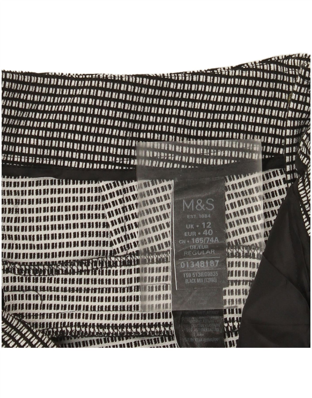 Marks & Spencer Damen Chinohose UK 12 M W32 L29 Schwarz kariert