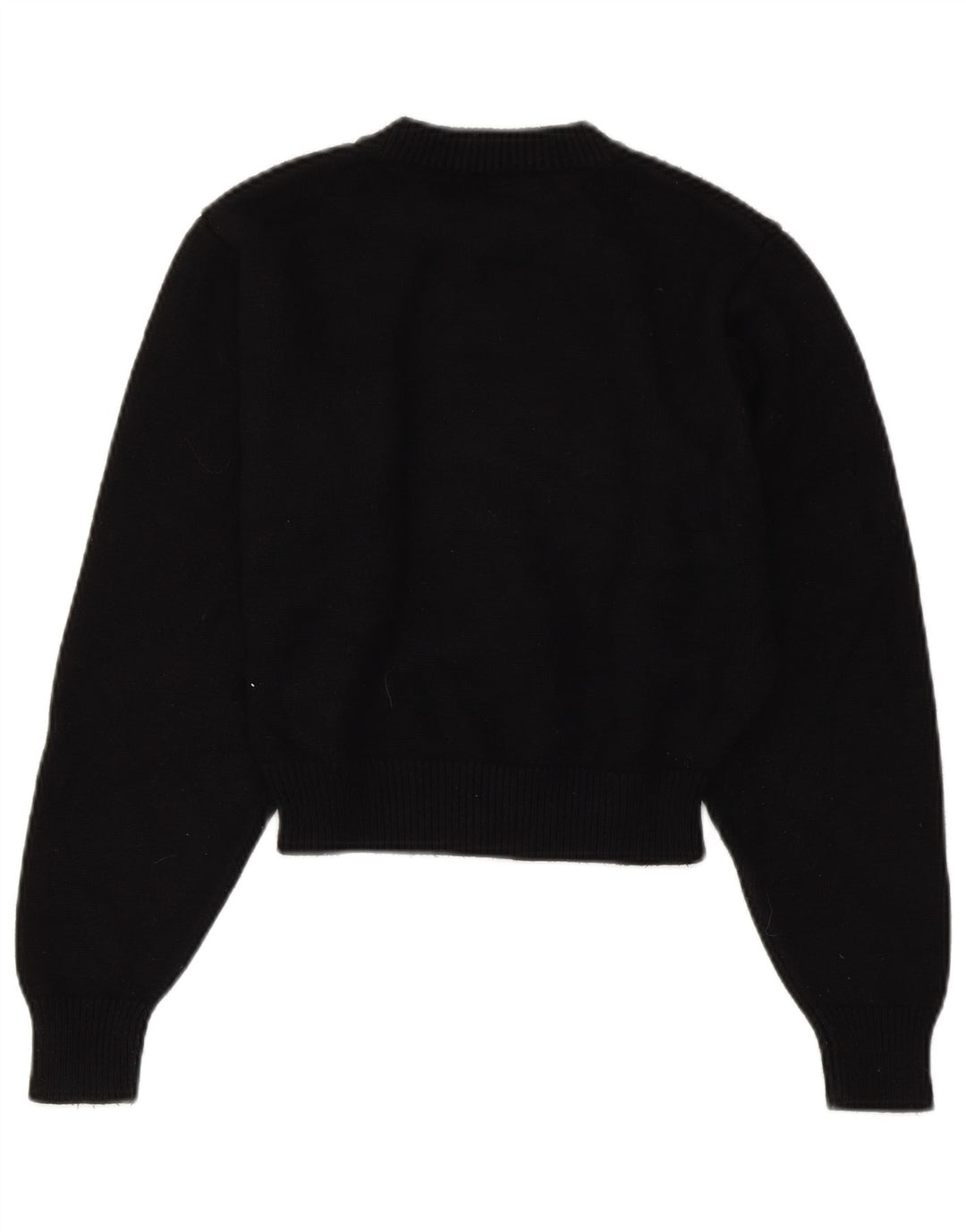 ZARA Damen Crop Crew Neck Pullover Pullover UK 10 Small Schwarze Viskose