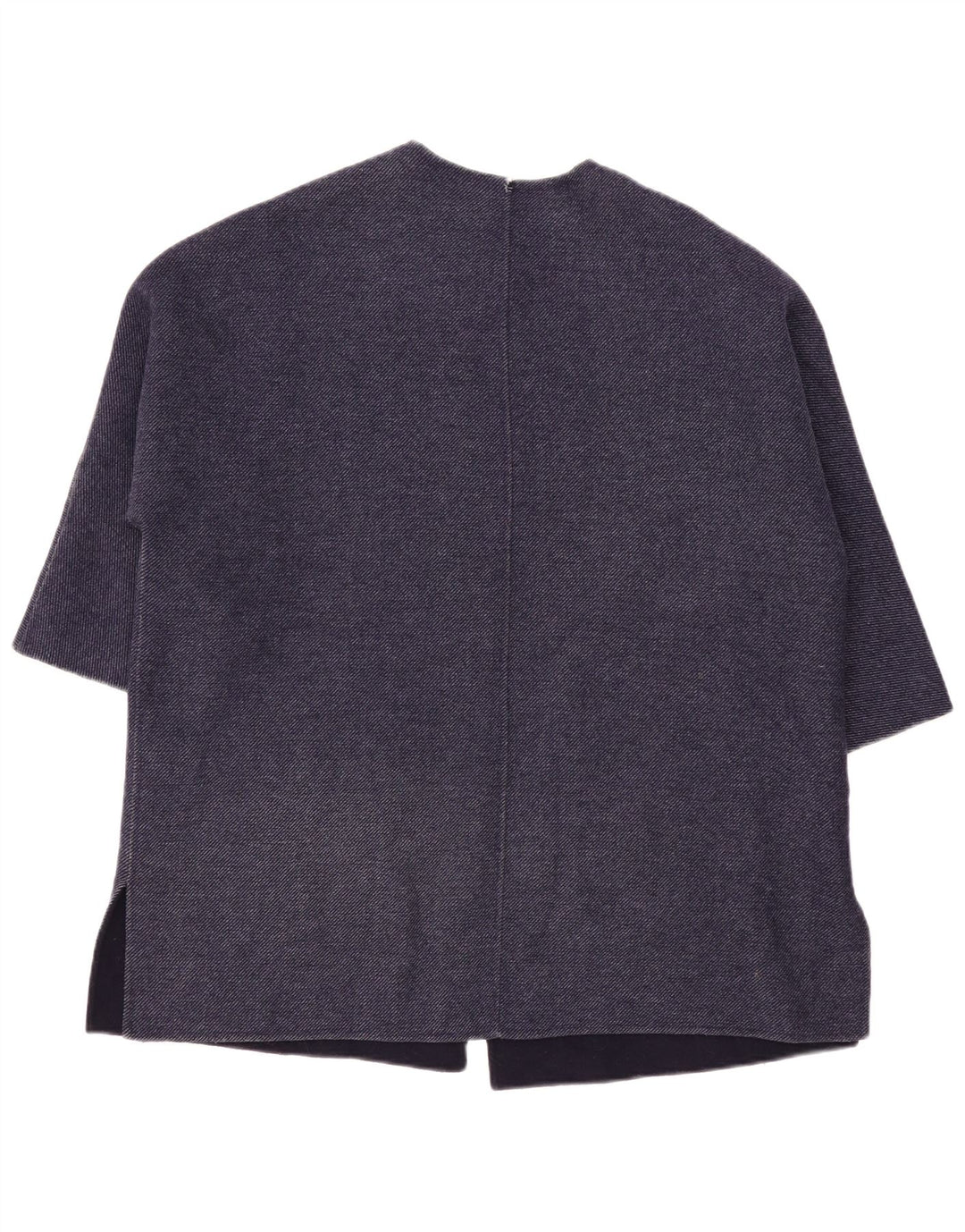 ZARA Damen Übergroßer 3/4-Ärmel-Mantel UK 10 Small Marineblaue Wolle