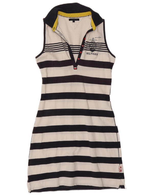 Tommy Hilfiger Damen ärmelloses Polokleid UK 12 Mittel Marineblau gestreift