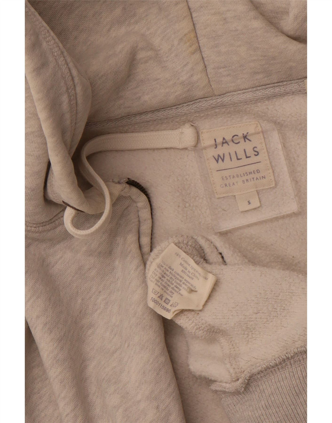 JACK WILLS Herren-Kapuzenpullover mit Reißverschluss, klein, graue Baumwolle