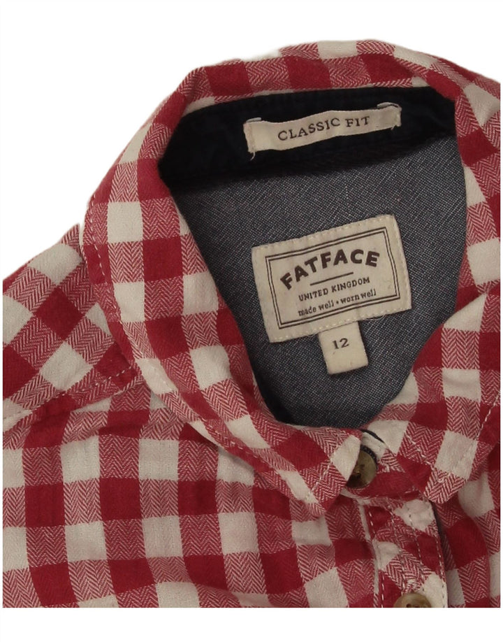Fat Face Flanellhemd mit klassischer Passform für Damen, UK 12, Mittelroter Gingham-Karomuster