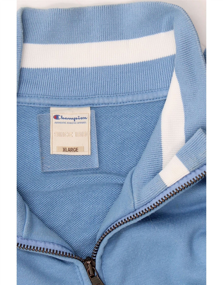 CHAMPION Mens Graphic Tracksuit Top Jacket XL Blue Cotton