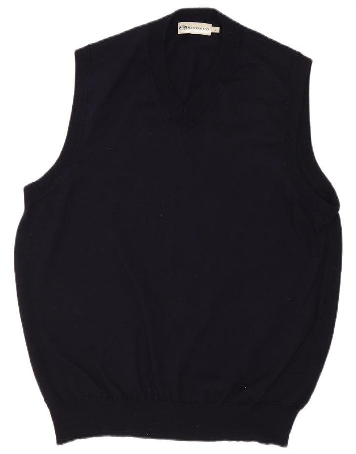 Vintage Herren Weste Tank Top Groß Marineblau Polyacryl