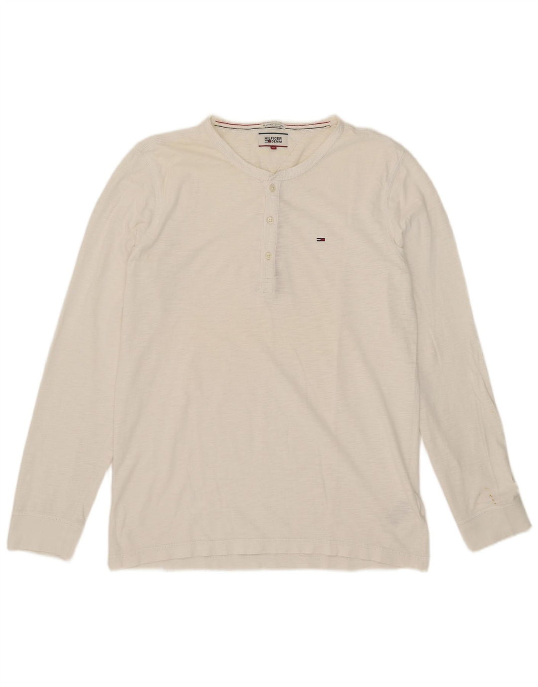Tommy Hilfiger Herren-Top, langärmelig, XL, weiße Baumwolle